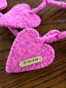 En Gry & Sif Felted Wool Hearts Garland PINK 4-foot LOVE Cottagecore - Picture 1 of 3