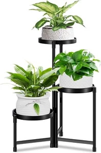 Plant Stand indoor outdoor - 3 Tier black Tall Metal Flower Pot Holder Potted - - Picture 1 of 1