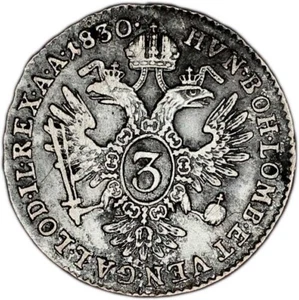 AUSTRIA coin 3 Kreuzer 1830 A F+ Choice Fine - Picture 1 of 7