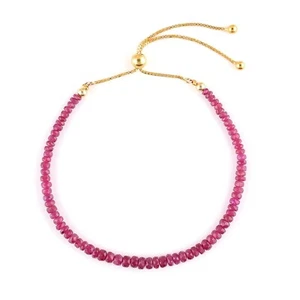 AA+ Premium Mozambique Ruby Beads Adjustable Slider Bolo Bracelet In 925 SilverB - Picture 1 of 4