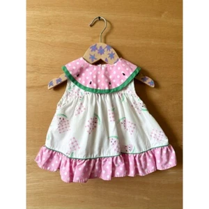vtg Watermelon Dress Summer Outfit Ruffle Sleeveless Kids Girl Party - Picture 1 of 4