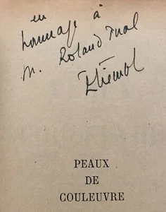 1948 EO SP ENVOI dédicace ÉTIEMBLE : PEAUX DE COULEUVRES Roland Tual - Picture 1 of 3