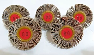 2-1/4 x 3/4 x 1/4 SHANK 80 GRIT FLAP WHEEL SANDING 2.25 2-1/4 INCH (QTY: 5) NOS - Picture 1 of 4