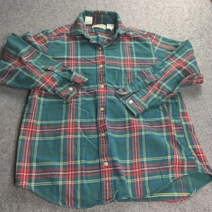 Vtg LL Bean Flannel Shirt Youth 4 Tartan Plaid Green Made USA Camp Outdoor Hunt - Picture 1 of 9