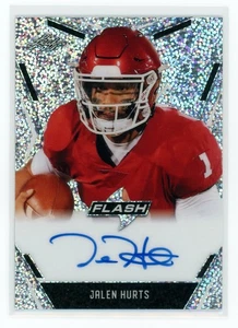 JALEN HURTS 2020 LEAF FLASH ROOKIE SILVER SPECKLE AUTO ALABAMA SOONERS EAGLES - Picture 1 of 2