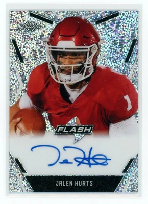 JALEN HURTS 2020 LEAF FLASH ROOKIE SILVER SPECKLE AUTO ALABAMA SOONERS EAGLES - Image 1 of 2