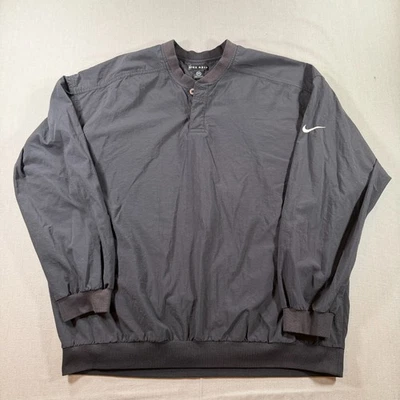 Винтажный Nike гольф Henley куртка мужская 2XL черный пуловер ветровка дождя легкий - Изображение 1 из 4