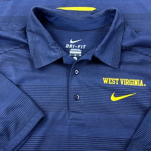 West Virginia Mountaineers Polo Shirt Men XL Nike Dri Fit WVU Performance Stripe - Picture 1 of 9