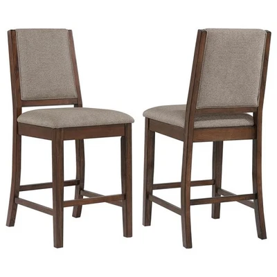 Patterson Fabric Upholstered Counter Chair Brown & Beige - Set of 2 - Image 1 of 4