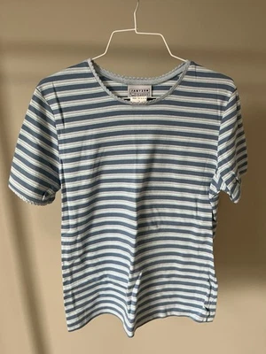 Vintage Jantzen Classics Women’s Small Striped Shirt Blue/White Short Sleeve  - Image 1 of 4