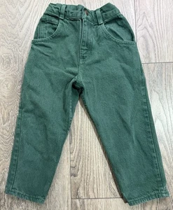 Vintage 90s Osh Kosh B’Gosh Denim Green Jeans Youth Kids 4T Button Elastic Waist - Picture 1 of 6