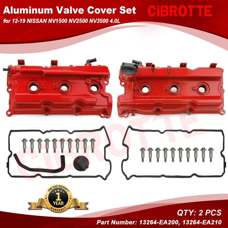 Juego de 2 piezas de cubierta de válvula de aluminio con junta y tapa para NISSAN NV1500 NV2500 2012-2021 Foto 1 de 4