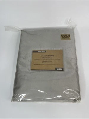West Elm Silk Dupioni Window Panel 100% Silk Gray Brand New  48x84 - Image 1 of 4