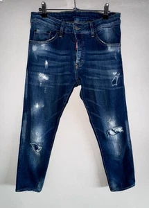 Pantalones de mezclilla recortados Dsquared2 para mujer azules desgastados hechos en Italia 46 diseñador - Imagen 1 de 9