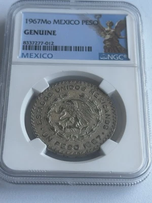 1967-Mo Mexico 1 Peso – NGC Certified GENUINE – José Morelos Silver Coin 🇲🇽 - Image 1 of 2