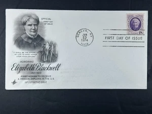 US FDC 1974 Elizabeth Blackwell 18¢ First Woman Physician ArtCraft Cachet  a992 - Picture 1 of 2