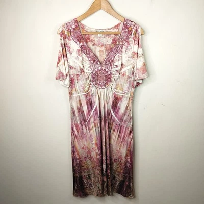 Vestido Floral Hada Sublimación World Unity L Grande Elástico Tejido Hombro Frío Foto 1 de 4