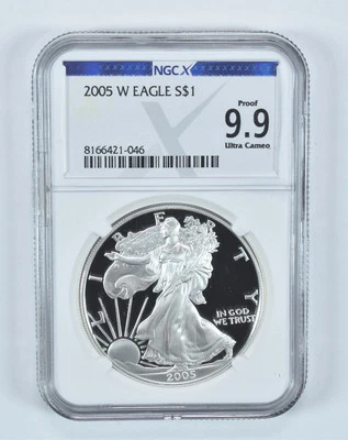 2005 年 W 版美国鹰银币精制 9.9 UCAM NGC X NGCX — 第 1/4 张图片