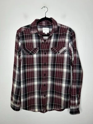 American Eagle Blue Red Flannel Plaid Buttons Heavy Shirt Jacket Shacket Small - Image 1 of 4