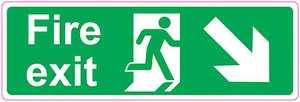 FIRE EXIT RIGHT DOWN STICKER Health and Safety Direction 300x100mm - Picture 1 of 4