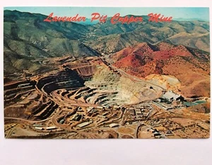 Foto aérea postal cromada vintage de Arizona LAVENDER PIT COBRE MINA Bob Petley - Imagen 1 de 2