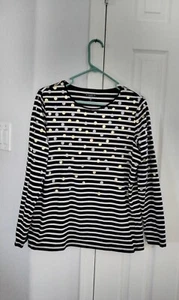 The Talbots Tee Talbots Plus T-Shirt Baumwolle Stretch gestreift Punkte verziert 1X - Bild 1 von 5
