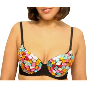 BH Top Schmuck Body Strass Beutel Bunt Mieder Sexy Bustier - Bild 1 von 4