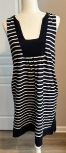 J Crew Sleeveless Dress Size Small Navy and White Stripes Cotton Square Neck - Picture 1 of 7