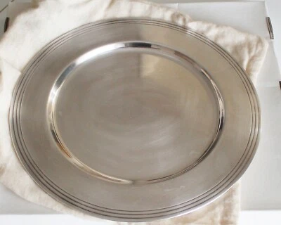 Vassoio Sheffield rotondo originale con lamina in argento 30 cm - Immagine 1 di 3