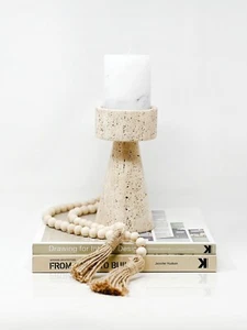 Elegante Candelabro de Travertino - Candelabro de Piedra Natural para Decoración del Hogar - S - Imagen 1 de 4