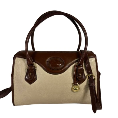 Dooney Bourke Todo Clima Cuero Marrón Hueso Cartera Bolso de Mano Bolso de Hombro Cartera Foto 1 de 4