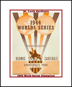 ST. LOUIS CARDINALs 1944 WORLD SERIIES CHAMPIONS MATTED PIC OF GAME PROGRAM - Picture 1 of 1