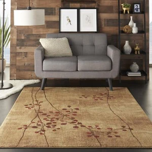 Nourison Somerset Rustic Area Rug 3'6" x 5'6" Latte Rectangular 0.5" Thick - Picture 1 of 5