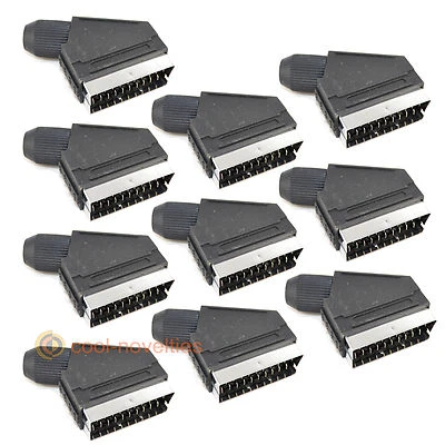 PACK OF 10 SCART PLUG CONNECTORS SOLDER BUCKET TYPE 21 PIN MALE, BULK/TRADE PACK - Image 1 of 4