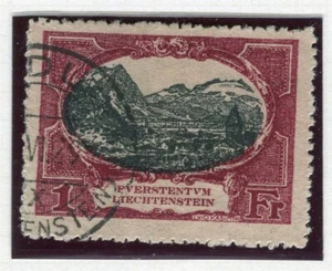 LIECHTENSTEIN; 1921 early Architecture issue fine used 1Fr. value - Picture 1 of 1