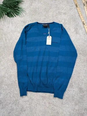 Billabong Sweater Men Large Blue Striped Sweatshirt Skater Surf Skate V Neck NWT - Image 1 of 4