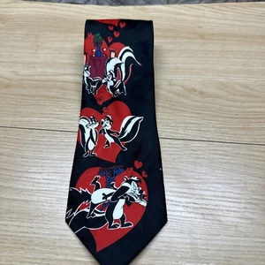 Vintage 1995 Looney Tunes Mania Pepe Le Pew Stinktiere Herzen Penelope Krawatte - Bild 1 von 6