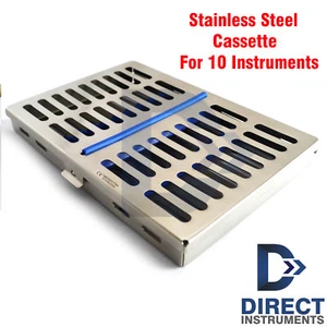 Dental Stainless Steel Sterilization Cassette Tray Rack Box - For 10 Instruments - Picture 1 of 4