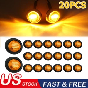 20X Amber 3/4" Round LED Side Marker Clearance Bullet Light for Truck Trailer RV - Picture 1 of 13
