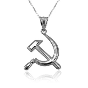 Sterling Silver Hammer and Sickle Pendant Necklace - Picture 1 of 4
