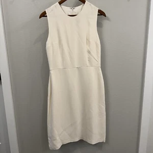 Morgane Le Fay Cream 100% Silk Sleeveless Sheath Dress Sz L Ivory Lined - Picture 1 of 6