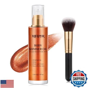 XIFEPFR Body Shimmer Oil, Golden Brown Body Luminizer Face Brighten Highlight - Picture 1 of 5