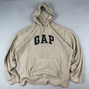 Sudadera con capucha vintage Gap para hombre grande avena Y2K pulóver sudadera bordada polar - Imagen 1 de 14
