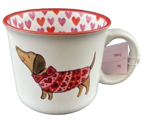 Dackel Hund Kaffeebecher Niedlich Liebe & Herzen Teetasse Keramik Valentinstag 20oz NEU - Bild 1 von 7