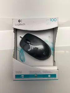 Logitech M100 Wired USB Optical Mouse New In Box - Picture 1 of 4