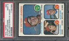 1973 TOPPS #66 STEVE CARLTON/GAYLORD PERRY/WILBUR WOOD PSA 9 VICTORY  *B73189