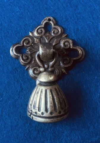 1885-1930’s SOLID BRASS ART DECO Antique Hardware Teardrop Pendant Drawer Pull Cover