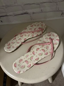 Chanclas para mujer LC Lauren Conrad rosa con estampado de sandía talla 9M - Imagen 1 de 10