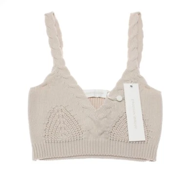 Jonathan Simkhai Novo com etiquetas Elsa Malha Bralette Tamanho XS em Pedra Maciça Bege Algodão/Lã - Imagem 1 de 4