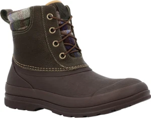 Muck Men's Originals Leather Duck Lace Boot -Dark Olive/Dark Brown/Plaid Wool 12 - Picture 1 of 1